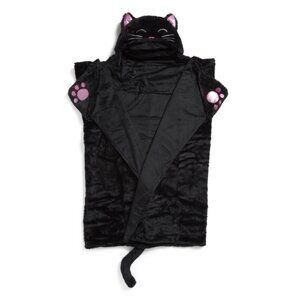 HALLOWS EVE Black 36x56 Salem Cat Hooded Throw